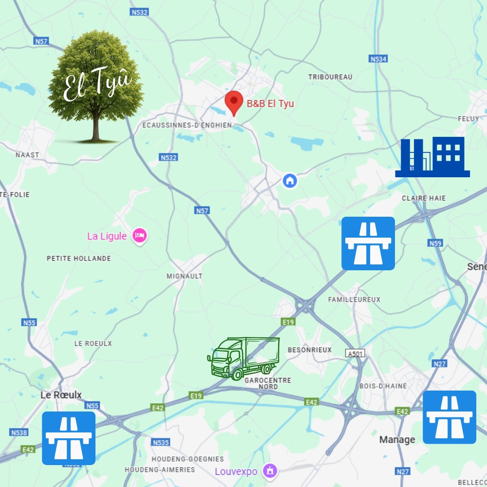 El Tyû proche des autoroutes El Tyû chambre d'hôte idéal pour professionnels proche des autoroutes, zonings Feluy, Seneffe, La Louvière, Garocentre